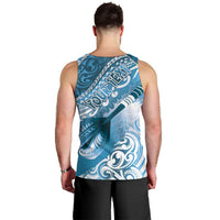 Personalised New Zealand Aotearoa Darts Masters Men Tank Top Maori Art Tattoo with Tribal Dart Symbol Blue LT03 - Polynesian Pride