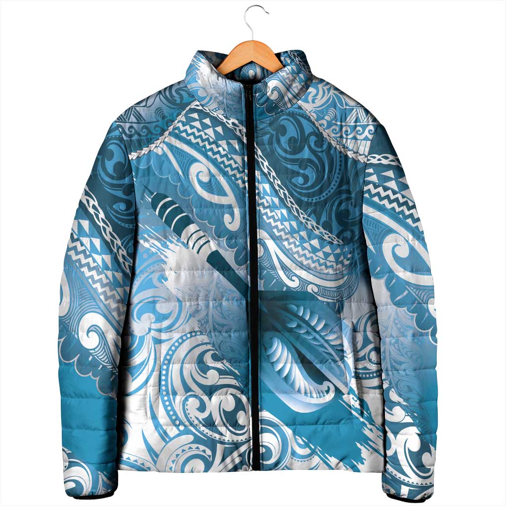 Personalised New Zealand Aotearoa Darts Masters Padded Jacket Maori Art Tattoo with Tribal Dart Symbol Blue LT03 - Polynesian Pride