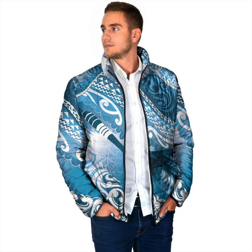 Personalised New Zealand Aotearoa Darts Masters Padded Jacket Maori Art Tattoo with Tribal Dart Symbol Blue LT03 - Polynesian Pride