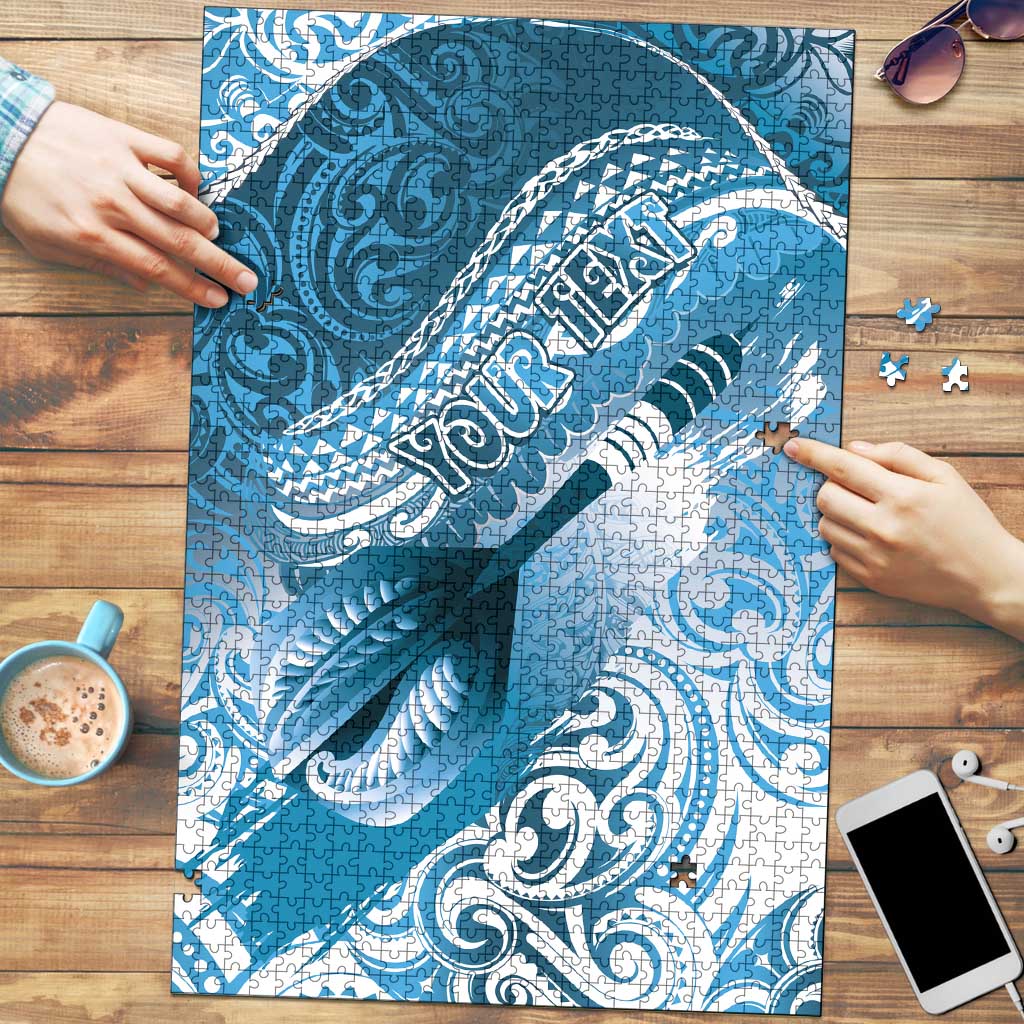 Personalised New Zealand Aotearoa Darts Masters Puzzle Maori Art Tattoo with Tribal Dart Symbol Blue LT03 Blue - Polynesian Pride
