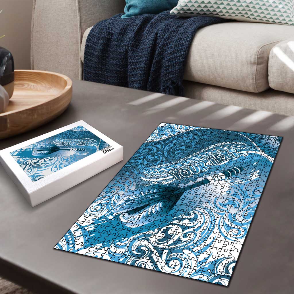 Personalised New Zealand Aotearoa Darts Masters Puzzle Maori Art Tattoo with Tribal Dart Symbol Blue LT03 - Polynesian Pride