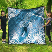 Personalised New Zealand Aotearoa Darts Masters Quilt Maori Art Tattoo with Tribal Dart Symbol Blue LT03 - Polynesian Pride