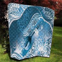 Personalised New Zealand Aotearoa Darts Masters Quilt Maori Art Tattoo with Tribal Dart Symbol Blue LT03 - Polynesian Pride