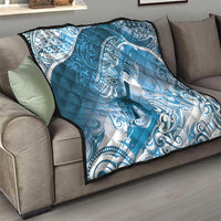 Personalised New Zealand Aotearoa Darts Masters Quilt Maori Art Tattoo with Tribal Dart Symbol Blue LT03 - Polynesian Pride