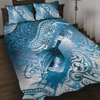 Personalised New Zealand Aotearoa Darts Masters Quilt Bed Set Maori Art Tattoo with Tribal Dart Symbol Blue LT03 Blue - Polynesian Pride