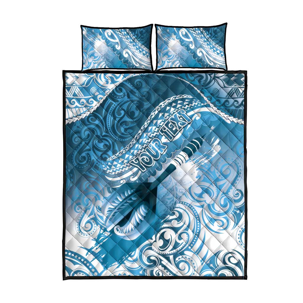 Personalised New Zealand Aotearoa Darts Masters Quilt Bed Set Maori Art Tattoo with Tribal Dart Symbol Blue LT03 - Polynesian Pride