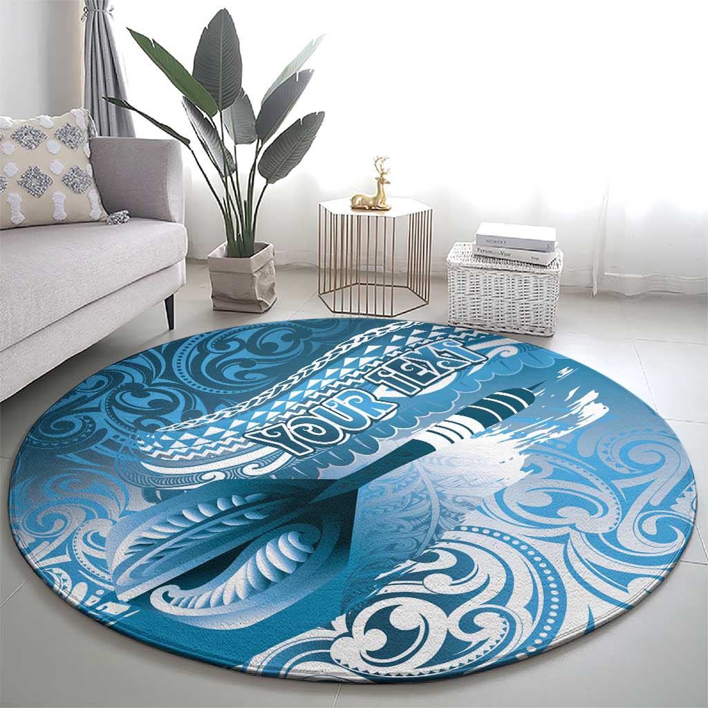 Personalised New Zealand Aotearoa Darts Masters Round Carpet Maori Art Tattoo with Tribal Dart Symbol Blue LT03 - Polynesian Pride