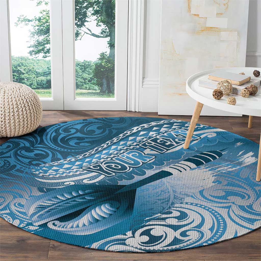 Personalised New Zealand Aotearoa Darts Masters Round Carpet Maori Art Tattoo with Tribal Dart Symbol Blue LT03 - Polynesian Pride