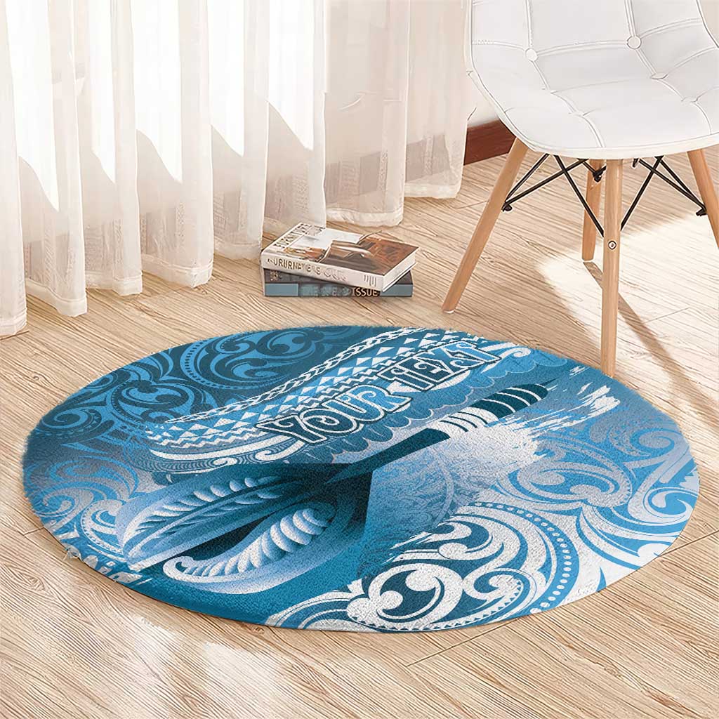 Personalised New Zealand Aotearoa Darts Masters Round Carpet Maori Art Tattoo with Tribal Dart Symbol Blue LT03 - Polynesian Pride