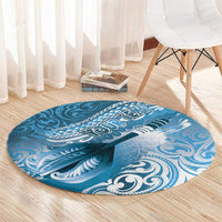 Personalised New Zealand Aotearoa Darts Masters Round Carpet Maori Art Tattoo with Tribal Dart Symbol Blue LT03 - Polynesian Pride