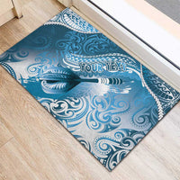 Personalised New Zealand Aotearoa Darts Masters Rubber Doormat Maori Art Tattoo with Tribal Dart Symbol Blue LT03 - Polynesian Pride