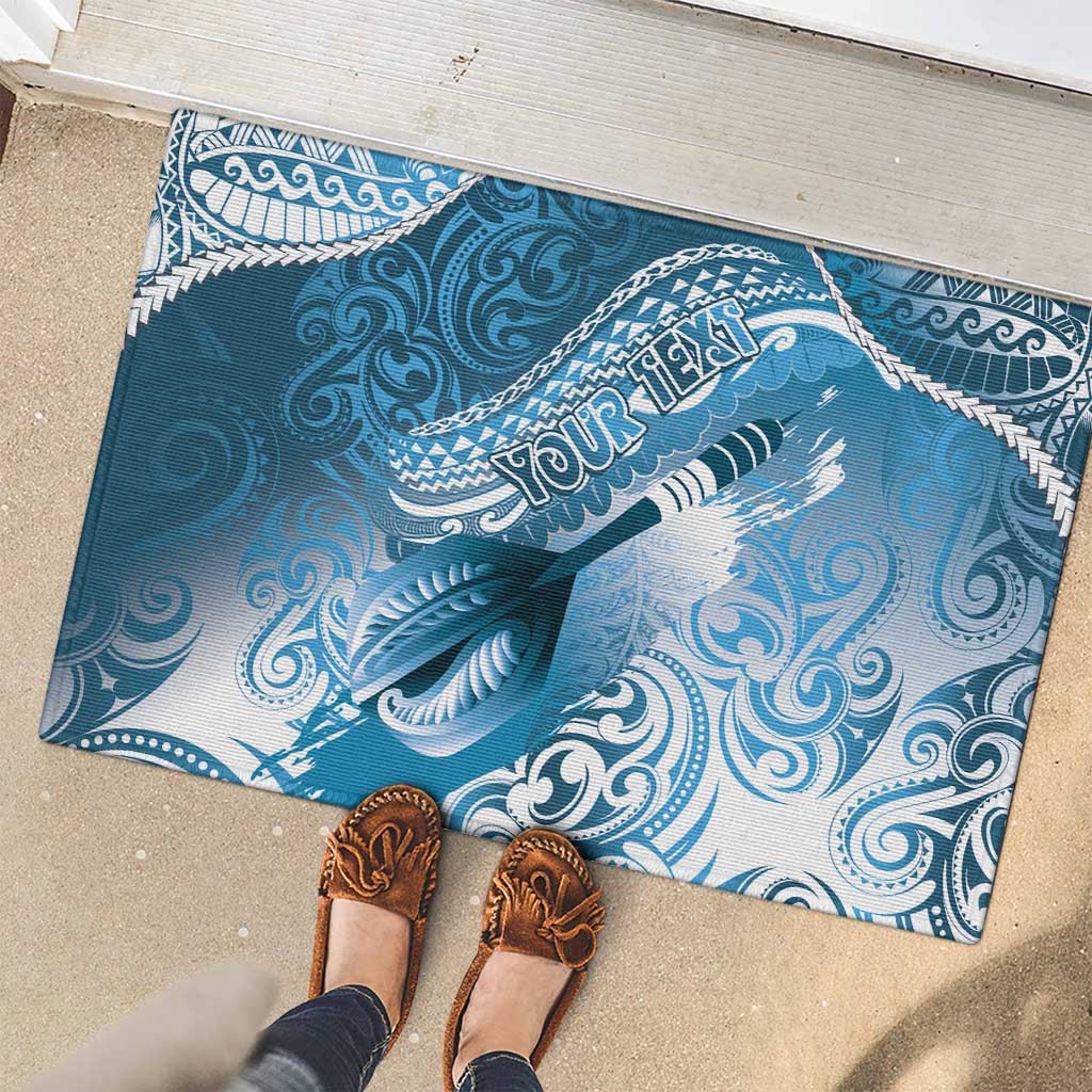 Personalised New Zealand Aotearoa Darts Masters Rubber Doormat Maori Art Tattoo with Tribal Dart Symbol Blue LT03 - Polynesian Pride