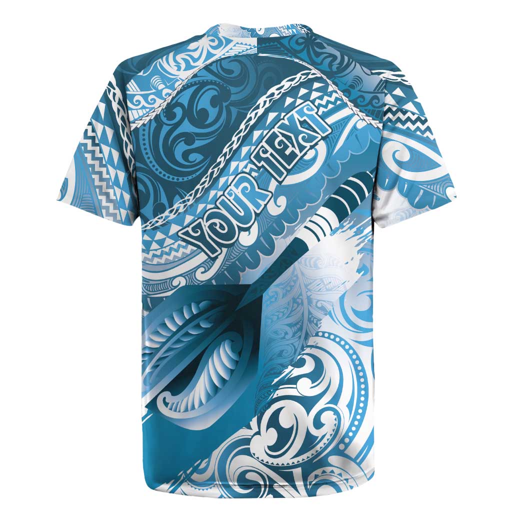 Personalised New Zealand Aotearoa Darts Masters Rugby Jersey Maori Art Tattoo with Tribal Dart Symbol Blue LT03 - Polynesian Pride