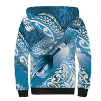 Personalised New Zealand Aotearoa Darts Masters Sherpa Hoodie Maori Art Tattoo with Tribal Dart Symbol Blue LT03 - Polynesian Pride