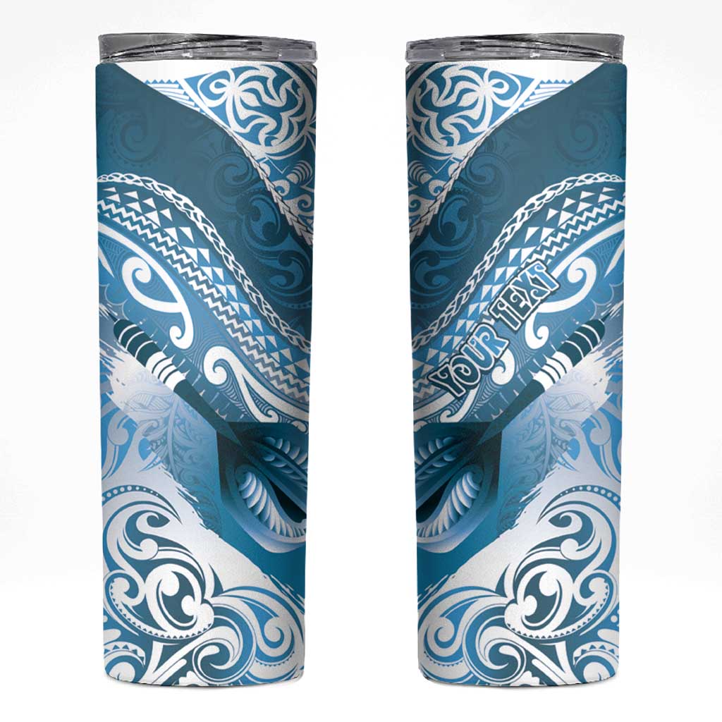 Personalised New Zealand Aotearoa Darts Masters Skinny Tumbler Maori Art Tattoo with Tribal Dart Symbol Blue LT03 Blue - Polynesian Pride