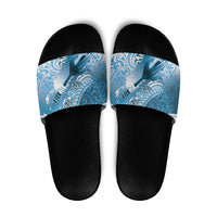 Personalised New Zealand Aotearoa Darts Masters Slide Sandals Maori Art Tattoo with Tribal Dart Symbol Blue LT03 Blue - Polynesian Pride