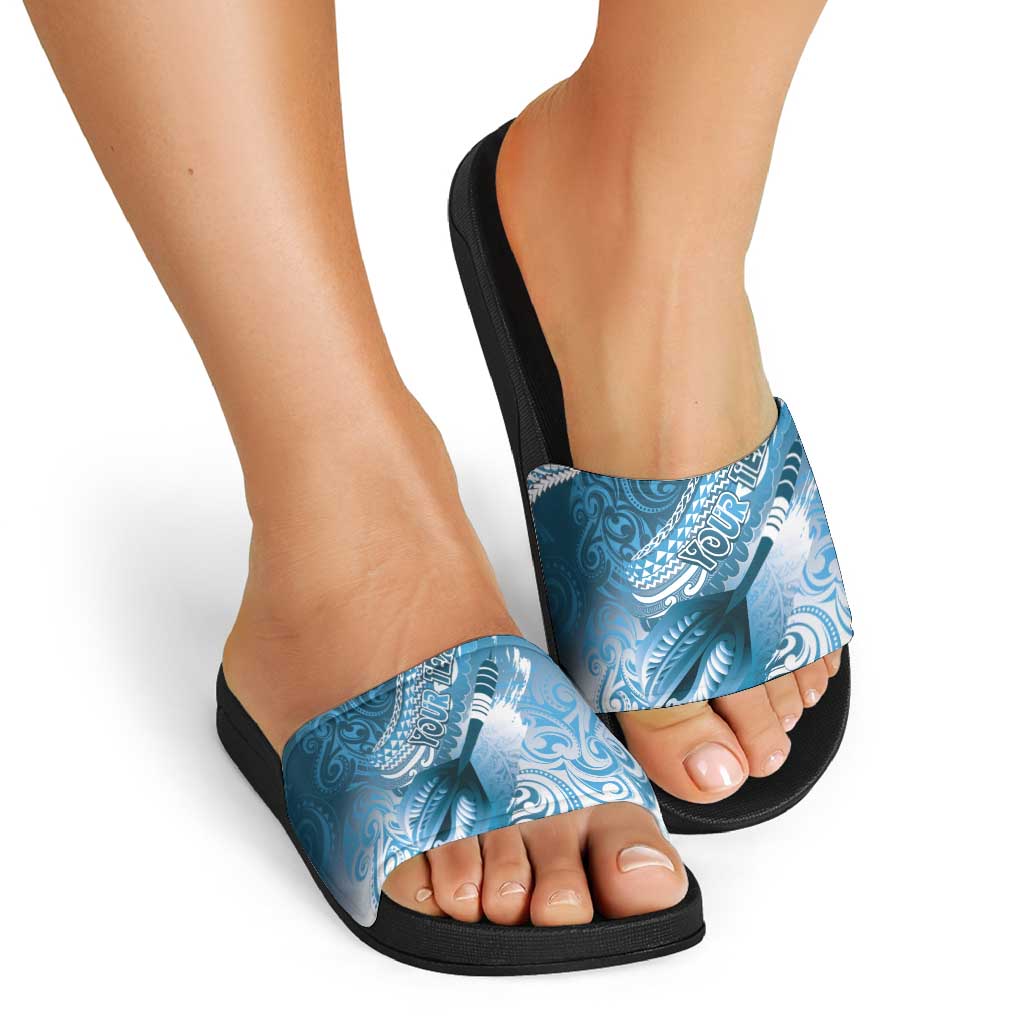 Personalised New Zealand Aotearoa Darts Masters Slide Sandals Maori Art Tattoo with Tribal Dart Symbol Blue LT03 - Polynesian Pride