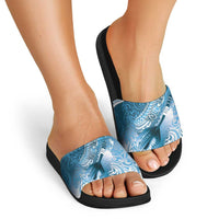 Personalised New Zealand Aotearoa Darts Masters Slide Sandals Maori Art Tattoo with Tribal Dart Symbol Blue LT03 - Polynesian Pride