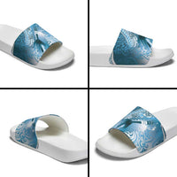 Personalised New Zealand Aotearoa Darts Masters Slide Sandals Maori Art Tattoo with Tribal Dart Symbol Blue LT03 - Polynesian Pride
