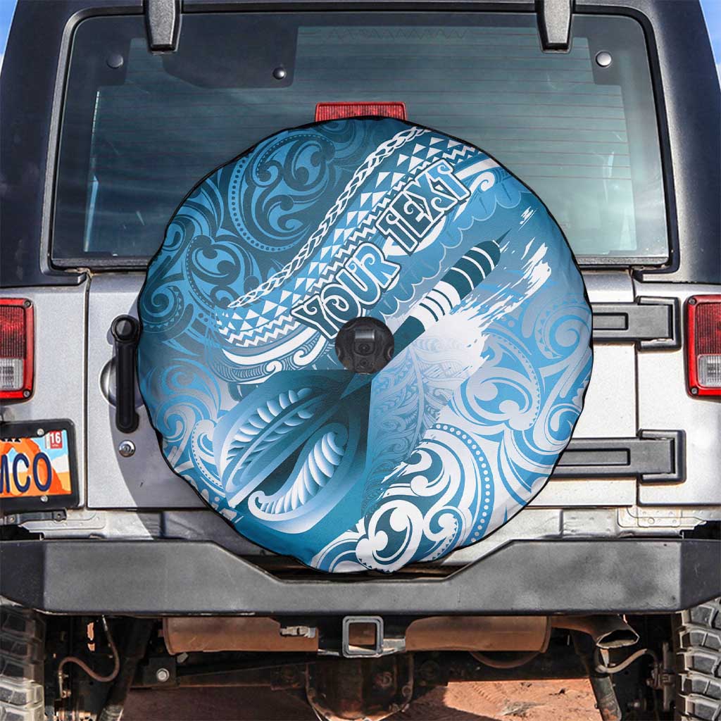 Personalised New Zealand Aotearoa Darts Masters Spare Tire Cover Maori Art Tattoo with Tribal Dart Symbol Blue - Polynesian Pride