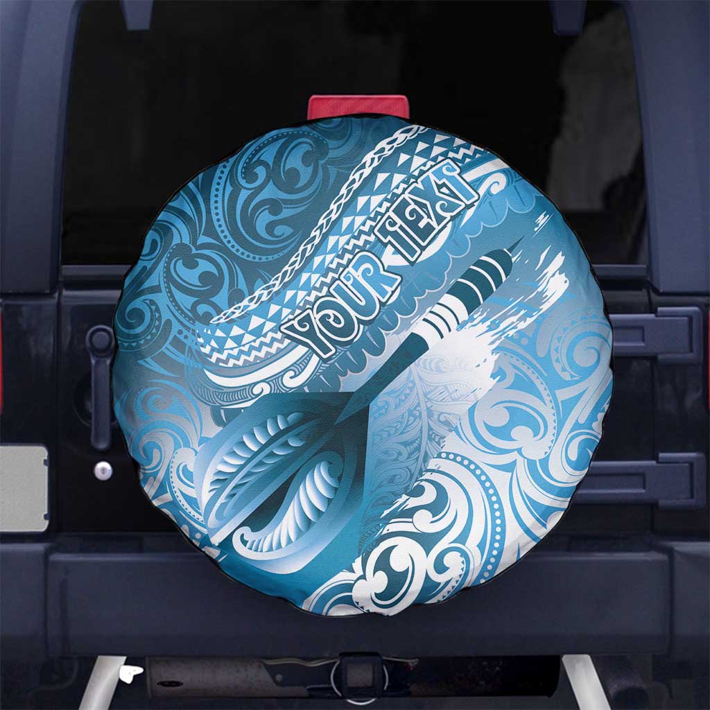 Personalised New Zealand Aotearoa Darts Masters Spare Tire Cover Maori Art Tattoo with Tribal Dart Symbol Blue LT03 No hole Blue - Polynesian Pride