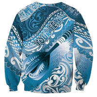 Personalised New Zealand Aotearoa Darts Masters Sweatshirt Maori Art Tattoo with Tribal Dart Symbol Blue LT03 - Polynesian Pride