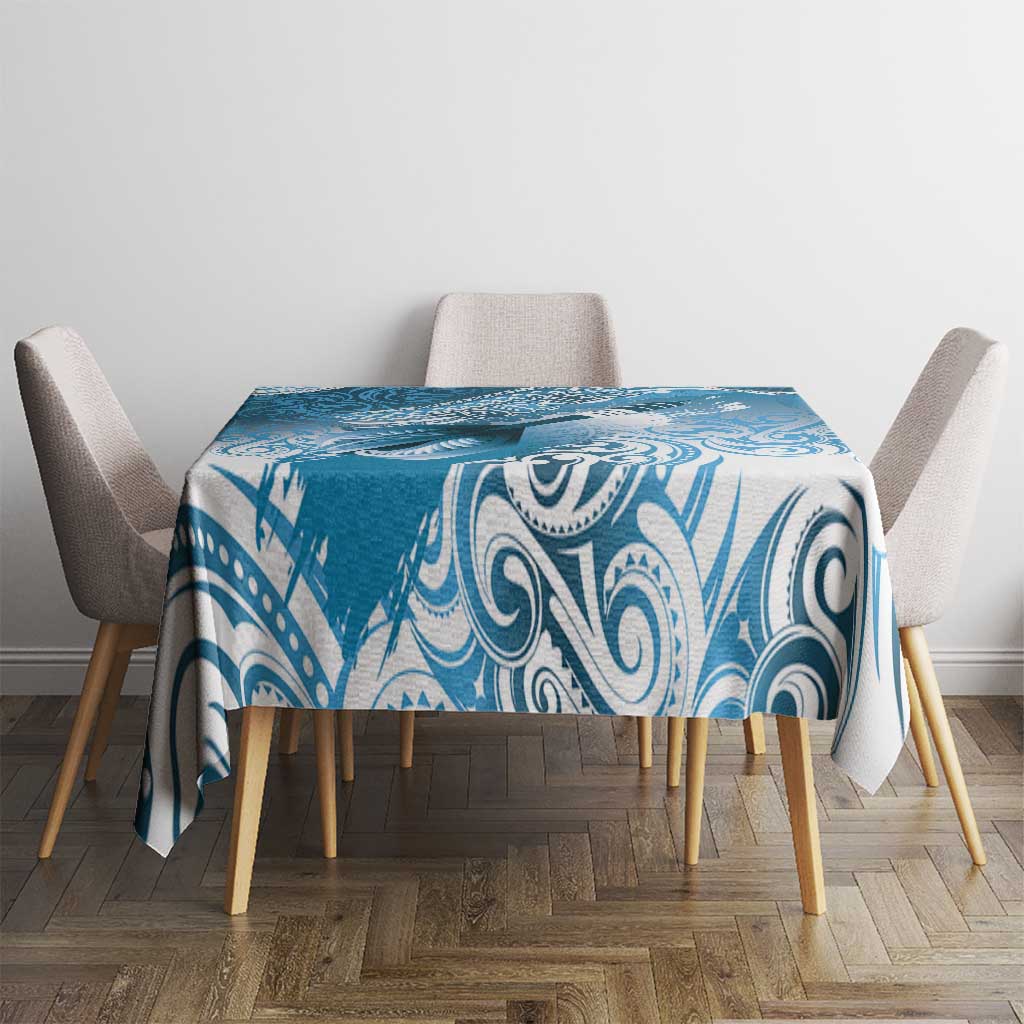 Personalised New Zealand Aotearoa Darts Masters Tablecloth Maori Art Tattoo with Tribal Dart Symbol Blue LT03 - Polynesian Pride