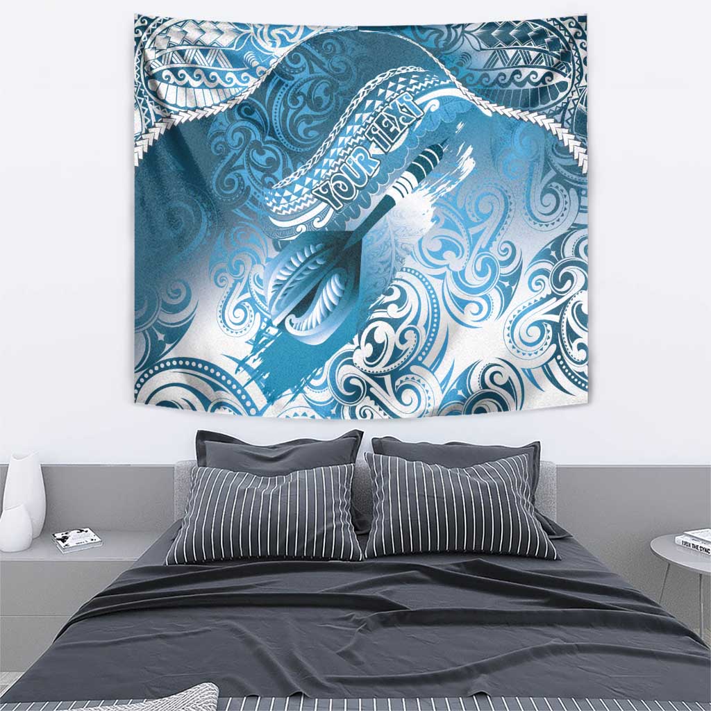 Personalised New Zealand Aotearoa Darts Masters Tapestry Maori Art Tattoo with Tribal Dart Symbol Blue LT03 - Polynesian Pride