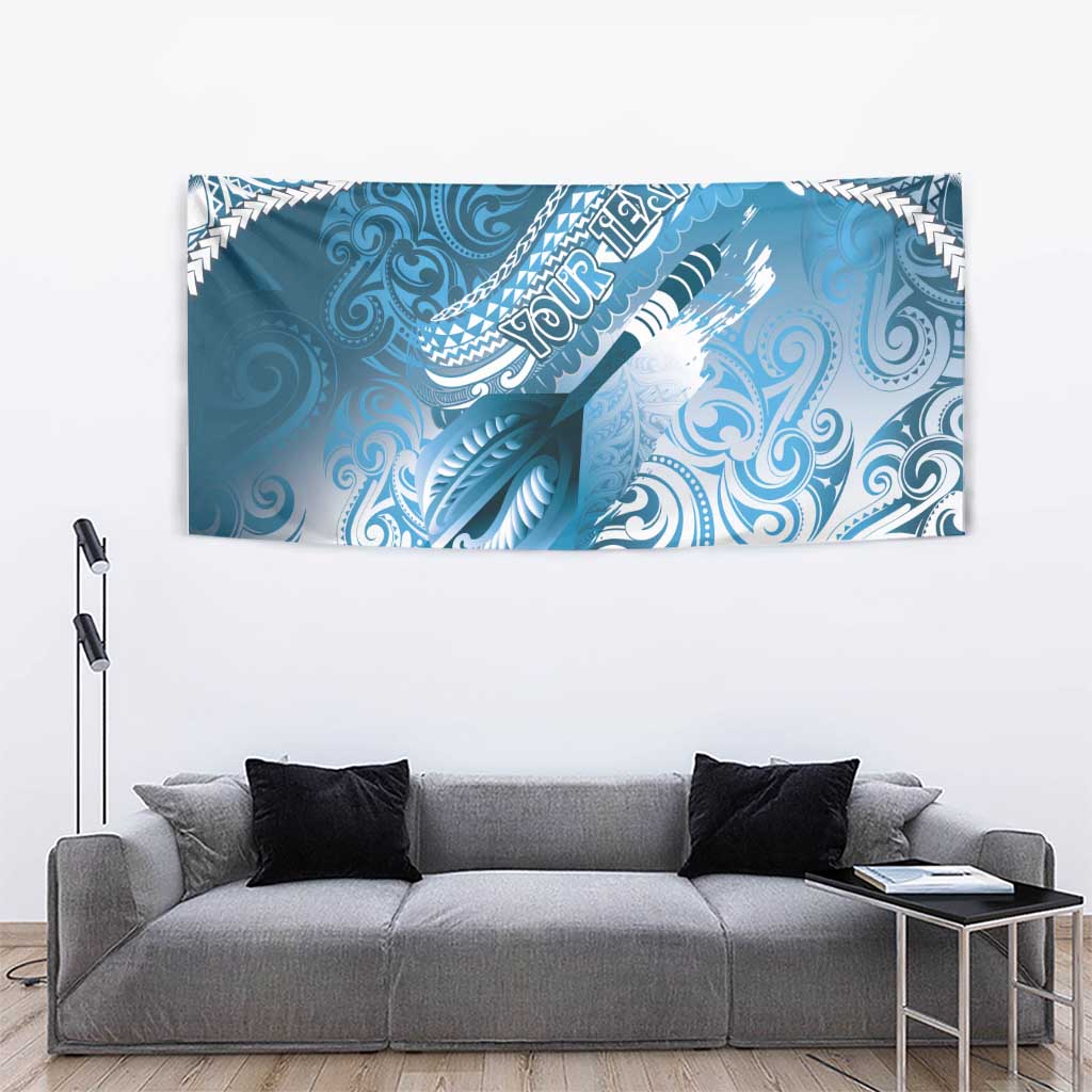 Personalised New Zealand Aotearoa Darts Masters Tapestry Maori Art Tattoo with Tribal Dart Symbol Blue LT03 - Polynesian Pride