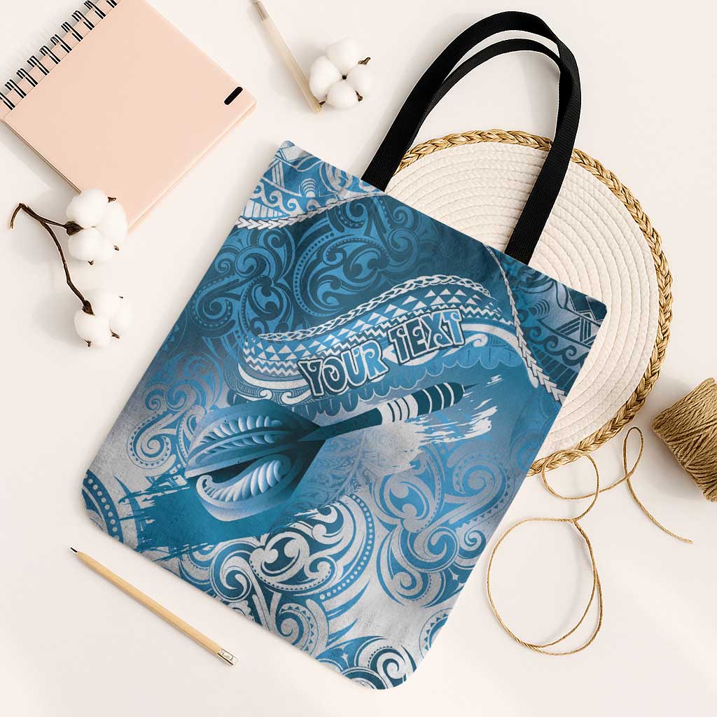 Personalised New Zealand Aotearoa Darts Masters Tote Bag Maori Art Tattoo with Tribal Dart Symbol Blue - Polynesian Pride