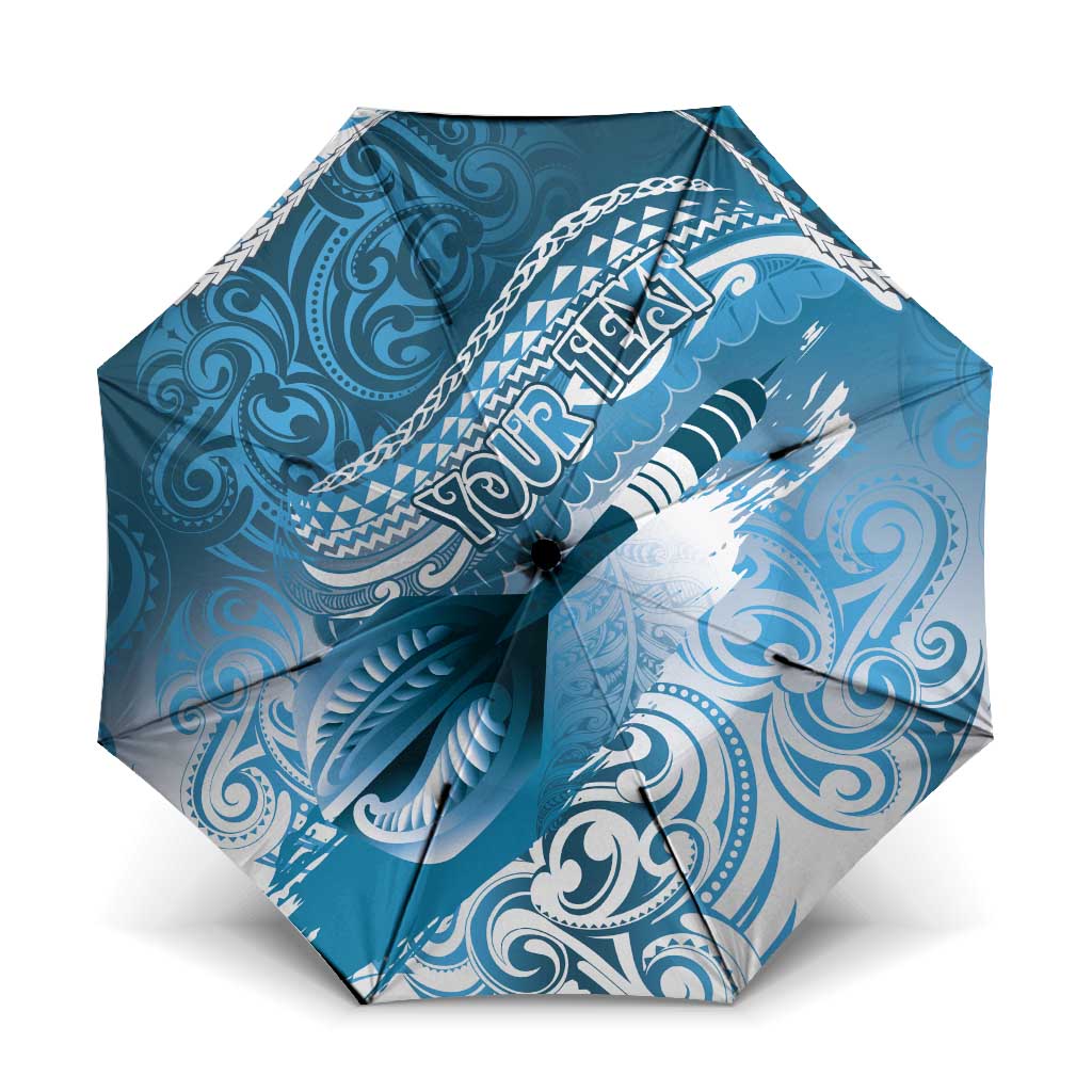 Personalised New Zealand Aotearoa Darts Masters Umbrella Maori Art Tattoo with Tribal Dart Symbol Blue LT03 One Size Folded 11.42 inch Opened Diameter 37.4 inch Blue - Polynesian Pride