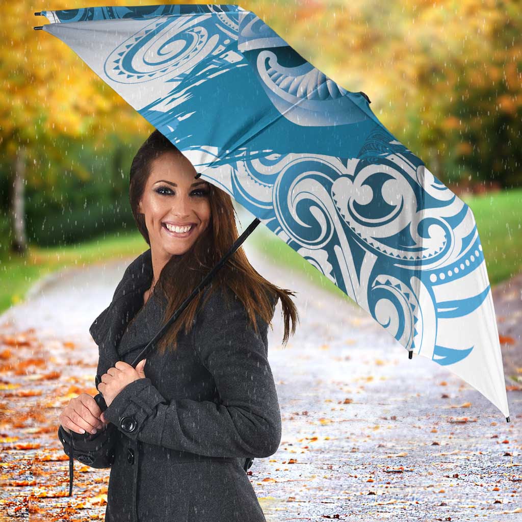 Personalised New Zealand Aotearoa Darts Masters Umbrella Maori Art Tattoo with Tribal Dart Symbol Blue LT03 - Polynesian Pride
