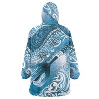 Personalised New Zealand Aotearoa Darts Masters Wearable Blanket Hoodie Maori Art Tattoo with Tribal Dart Symbol Blue LT03 - Polynesian Pride