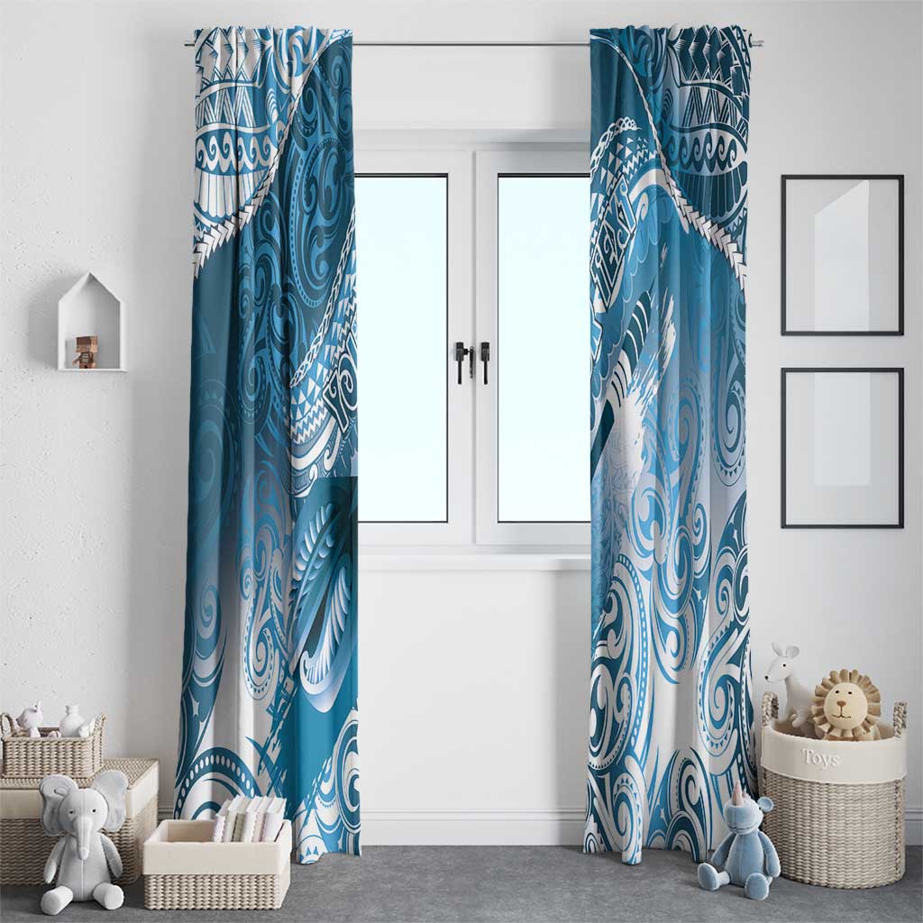 Personalised New Zealand Aotearoa Darts Masters Window Curtain Maori Art Tattoo with Tribal Dart Symbol Blue LT03 - Polynesian Pride