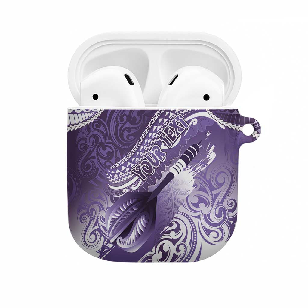 Personalised New Zealand Aotearoa Darts Masters AirPods Case Maori Art Tattoo with Tribal Dart Symbol Purple LT03 Purple - Polynesian Pride
