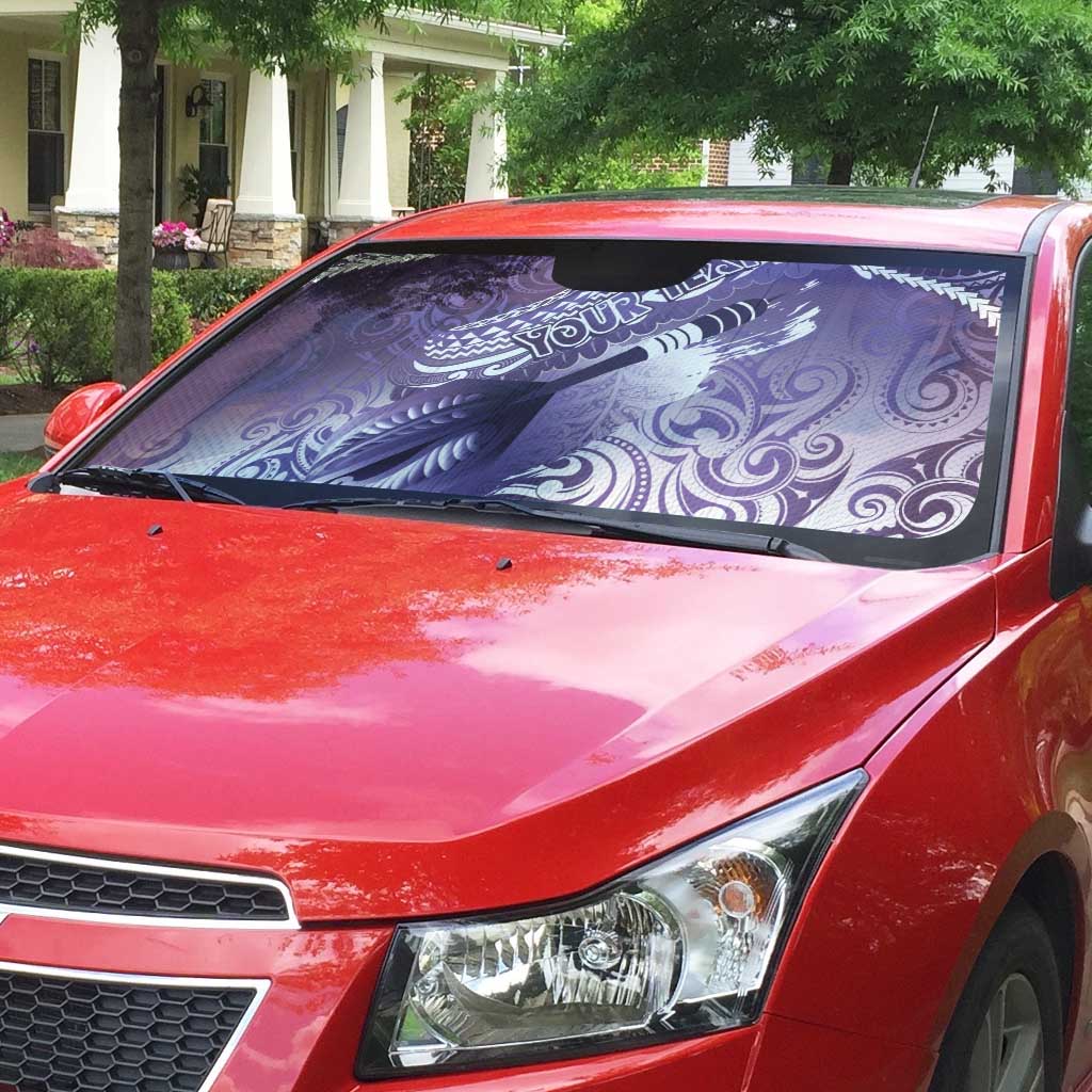 Personalised New Zealand Aotearoa Darts Masters Auto Sun Shade Maori Art Tattoo with Tribal Dart Symbol Purple LT03 - Polynesian Pride