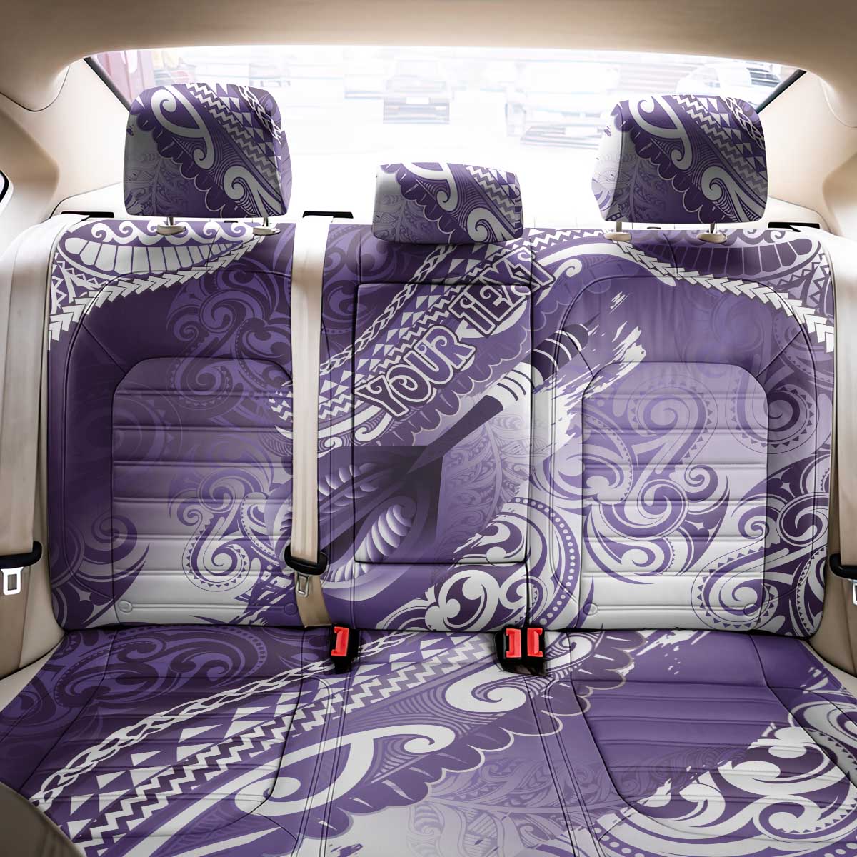 Personalised New Zealand Aotearoa Darts Masters Back Car Seat Cover Maori Art Tattoo with Tribal Dart Symbol Purple LT03 - Polynesian Pride