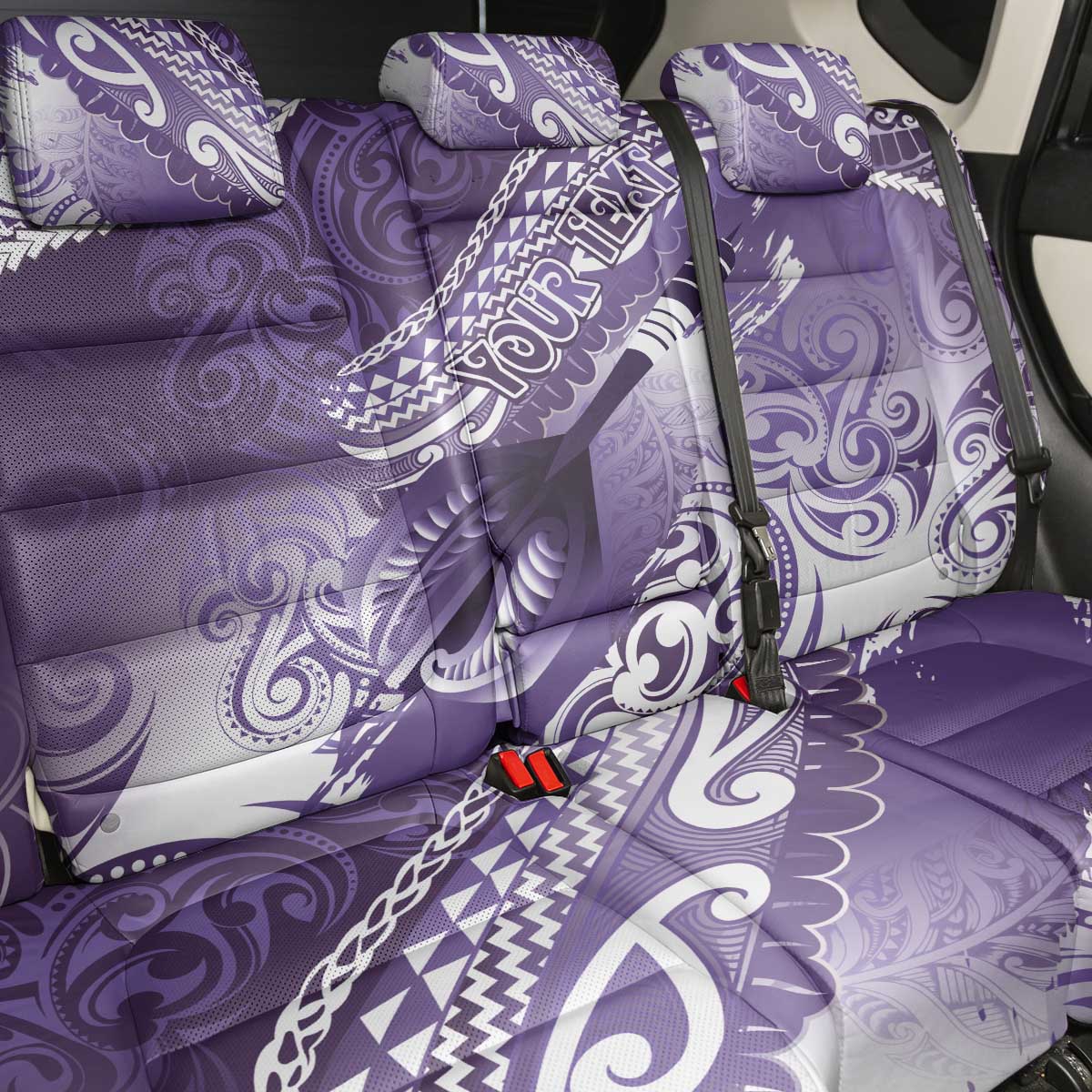 Personalised New Zealand Aotearoa Darts Masters Back Car Seat Cover Maori Art Tattoo with Tribal Dart Symbol Purple LT03 - Polynesian Pride