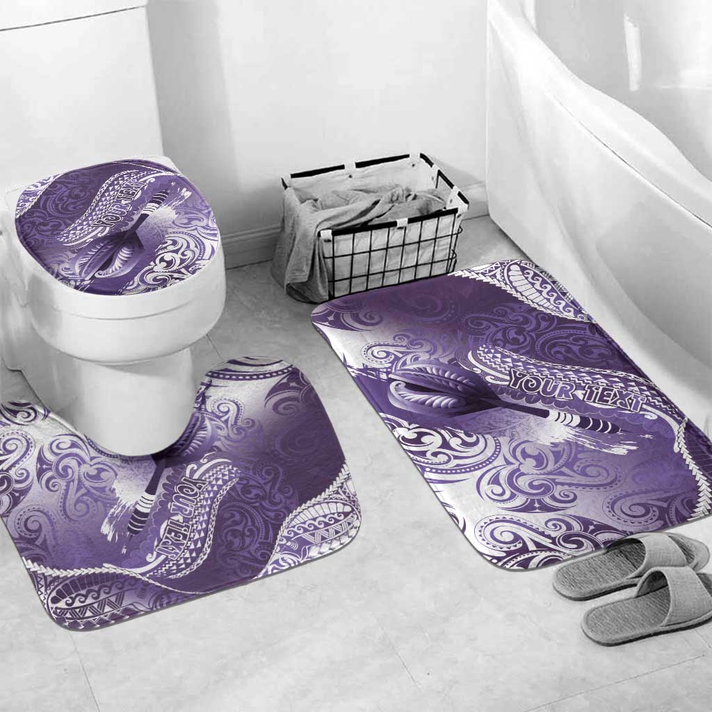 Personalised New Zealand Aotearoa Darts Masters Bathroom Set Maori Art Tattoo with Tribal Dart Symbol Purple LT03 Mat Set Only (3 pcs) One Size Purple - Polynesian Pride