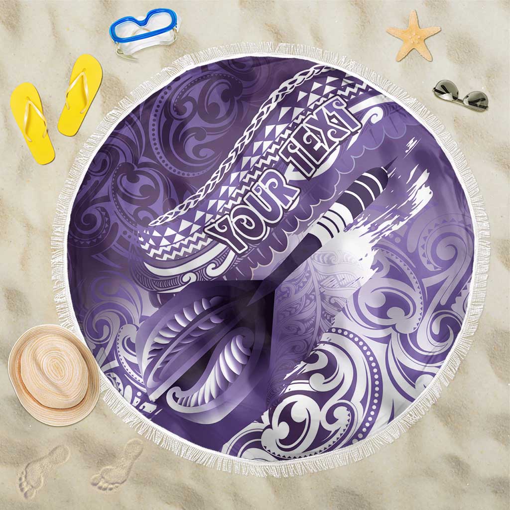 Personalised New Zealand Aotearoa Darts Masters Beach Blanket Maori Art Tattoo with Tribal Dart Symbol Purple LT03 One Size 150cm Purple - Polynesian Pride