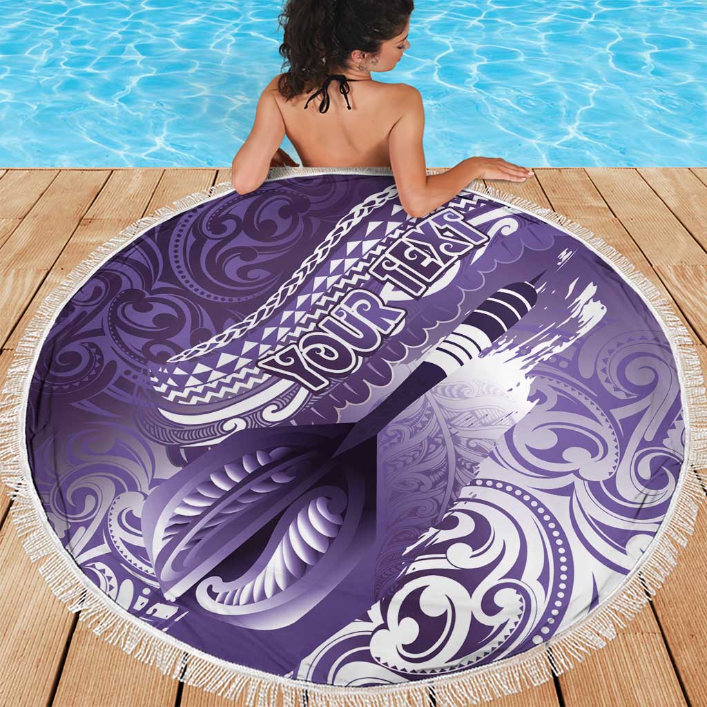 Personalised New Zealand Aotearoa Darts Masters Beach Blanket Maori Art Tattoo with Tribal Dart Symbol Purple LT03 - Polynesian Pride