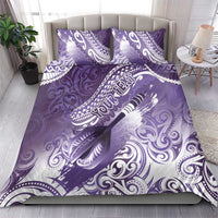 Personalised New Zealand Aotearoa Darts Masters Bedding Set Maori Art Tattoo with Tribal Dart Symbol Purple - Polynesian Pride