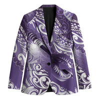 Personalised New Zealand Aotearoa Darts Masters Blazer Maori Art Tattoo with Tribal Dart Symbol Purple LT03 Unisex Purple - Polynesian Pride