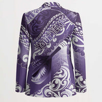 Personalised New Zealand Aotearoa Darts Masters Blazer Maori Art Tattoo with Tribal Dart Symbol Purple LT03 - Polynesian Pride