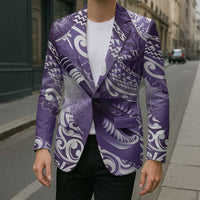 Personalised New Zealand Aotearoa Darts Masters Blazer Maori Art Tattoo with Tribal Dart Symbol Purple LT03 - Polynesian Pride