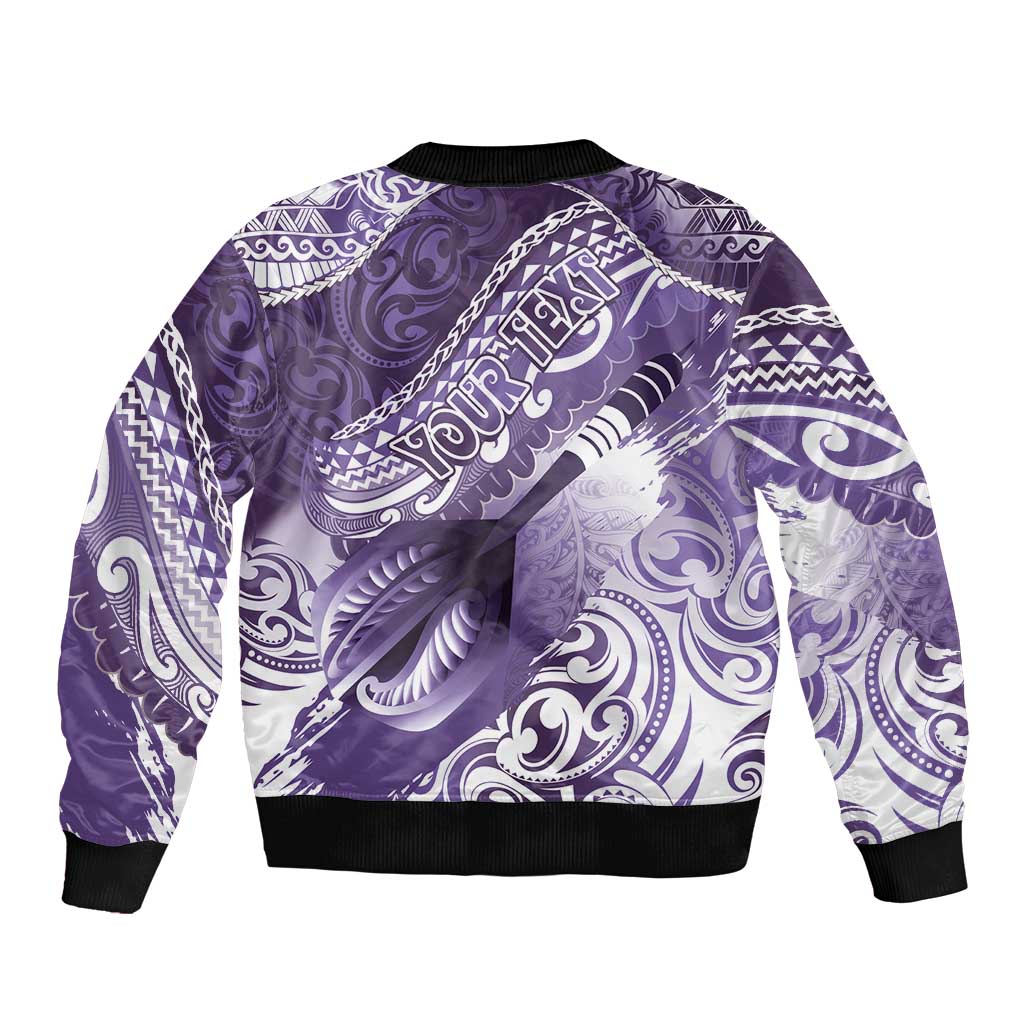 Personalised New Zealand Aotearoa Darts Masters Bomber Jacket Maori Art Tattoo with Tribal Dart Symbol Purple LT03 - Polynesian Pride