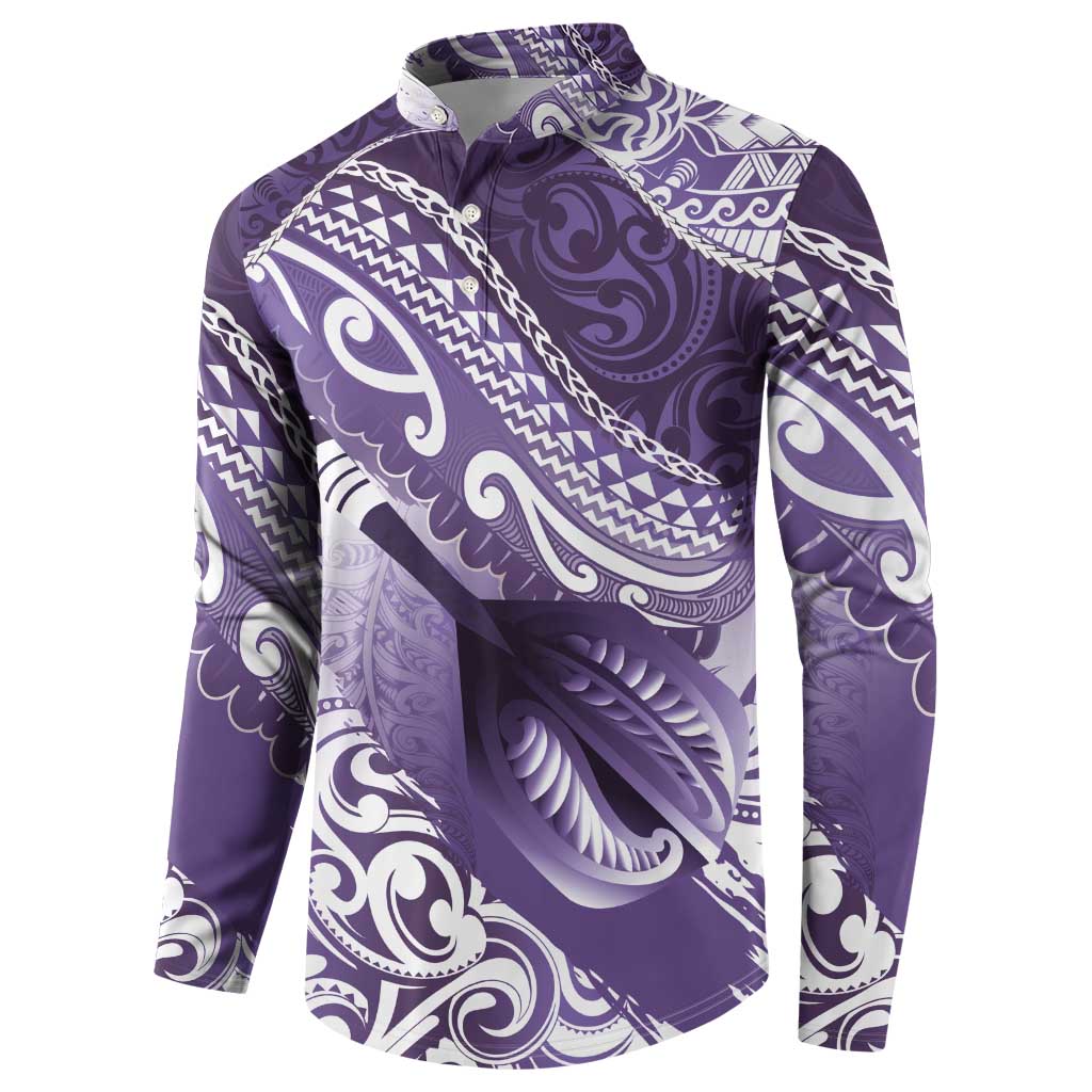 Personalised New Zealand Aotearoa Darts Masters Button Sweatshirt Maori Art Tattoo with Tribal Dart Symbol Purple LT03 - Polynesian Pride