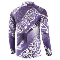 Personalised New Zealand Aotearoa Darts Masters Button Sweatshirt Maori Art Tattoo with Tribal Dart Symbol Purple LT03 - Polynesian Pride