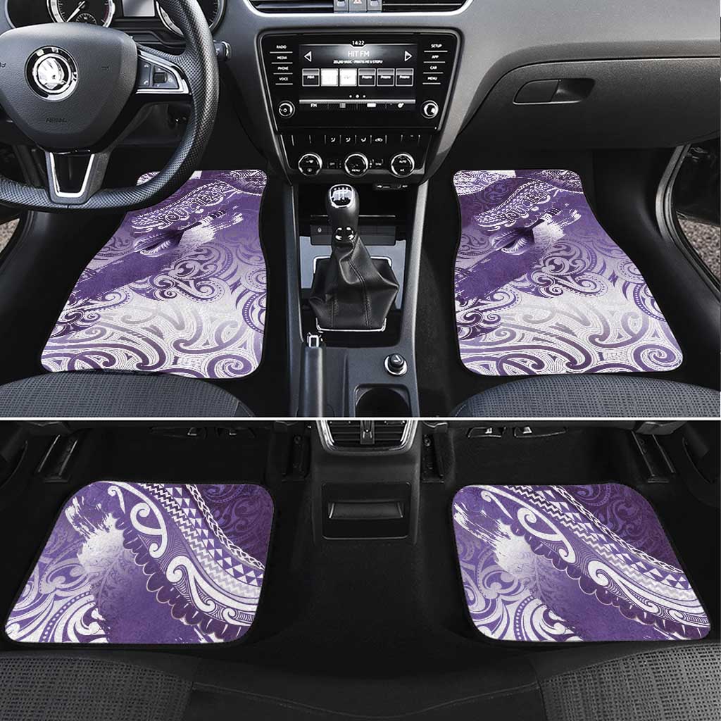Personalised New Zealand Aotearoa Darts Masters Car Mats Maori Art Tattoo with Tribal Dart Symbol Purple LT03 Set 4pcs Purple - Polynesian Pride