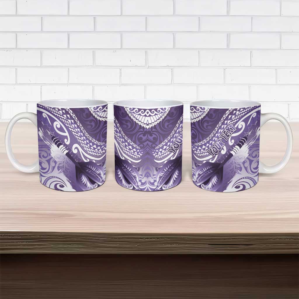 Personalised New Zealand Aotearoa Darts Masters Ceramic Mug Maori Art Tattoo with Tribal Dart Symbol Purple LT03 - Polynesian Pride